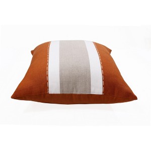 20" X 20" Rust And Gray Linen Striped Zippered Pillow - 1 of 4