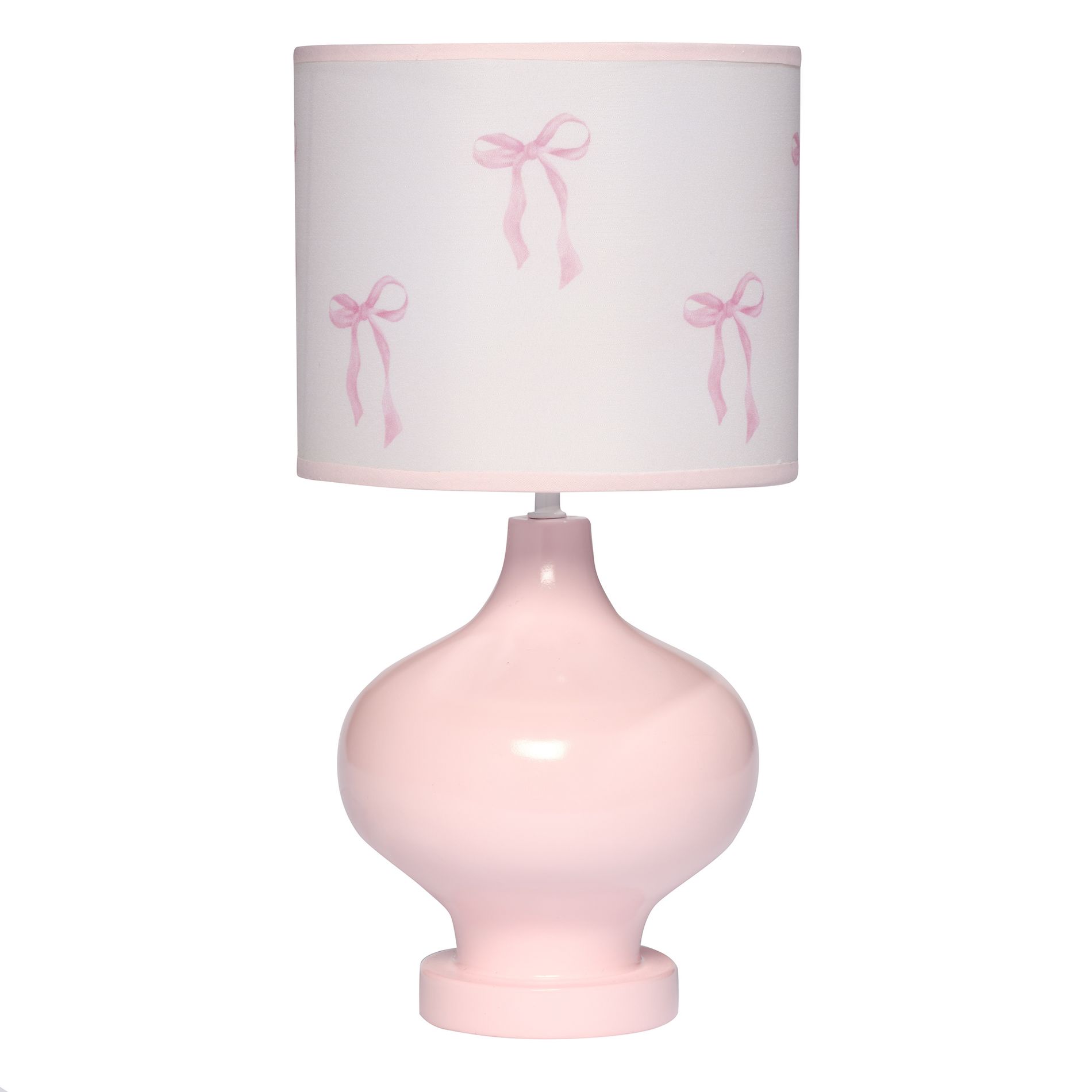 Lambs & Ivy Coquette Floral Aesthetic Pink Bows Lamp with Shade