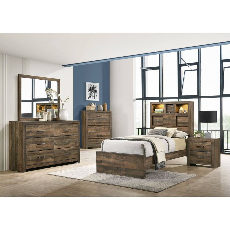 Beckett Bookcase Panel Bed with Bluetooth Walnut - Picket House Furnishings, 5 of 15
