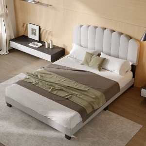 Famapy Queen Size Upholstered Bed Frame with USB Ports & LED Headboard,TB117-Tested Fabric,Style+Safe,Multiple Headboard Styles,Bedroom Centerpiece - 1 of 4