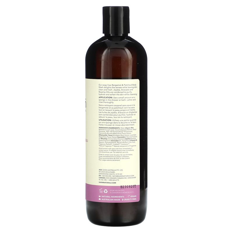 Sukin Botanical Body Wash, Bergamot & Patchouli, 16. 9 oz (500 ml), 2 of 3