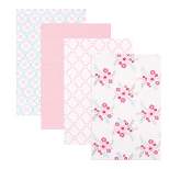 Luvable Friends Baby Girl Cotton Flannel Receiving Blankets, Floral 4-Pack, One Size