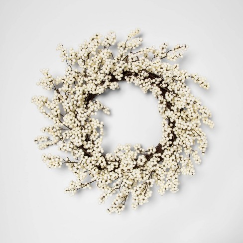 22" Artificial Berry Wreath White - Threshold™ : Target