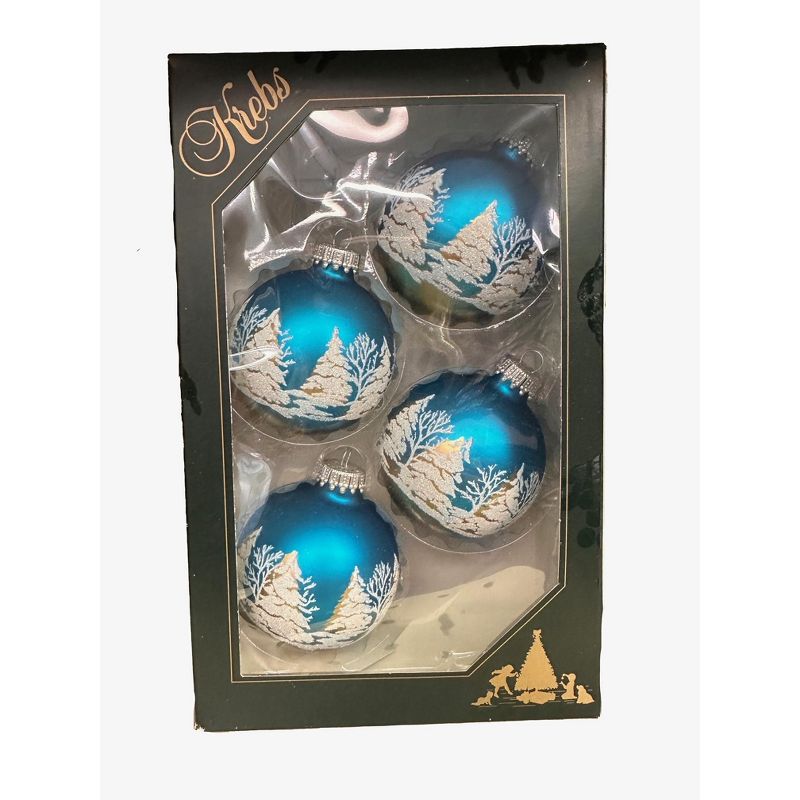 Glass Christmas Tree Ornaments - 67mm/2.625" [4 Pieces] Decorated Balls from Christmas by Krebs Seamless Hanging Holiday Decor, 1 of 5