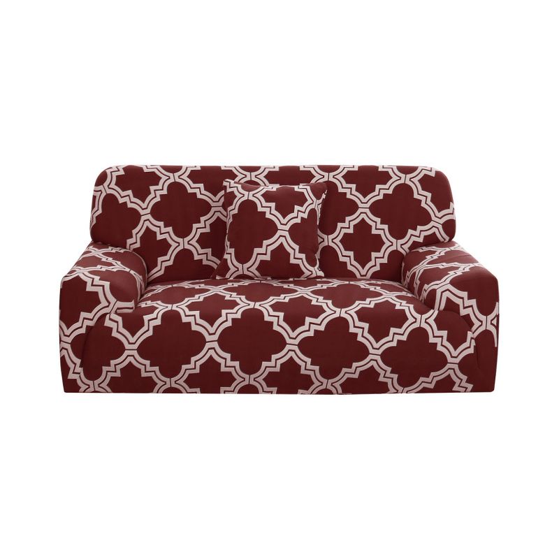 PiccoCasa Polyester Stretch Checkered Pattern Chair Loveseat Sofa Covers 1 Pc, 1 of 4