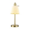 Globe Electric 16" Matte Brass Desk Lamp with White Linen Shade: ETL Listed, Metal Body, Cone Shape Shade, No Tools Assembly - 2 of 4