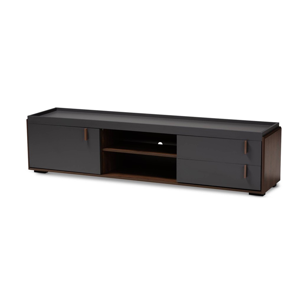 Photos - Mount/Stand 2 Drawer Rikke Two-Tone Wood TV Stand for TVs up to 65" Gray - Baxton Stud