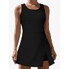 Women's Sleeveless Golf Tennis Dress Crew Neck Side Slit Workout Athletic Dresses with Built-in Bra Shorts and Pocket - 2 of 4