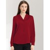 Allegra K Women's Elegant Collar V Neck Long Sleeve Work Office Satin Button Down Shirt - 2 of 4