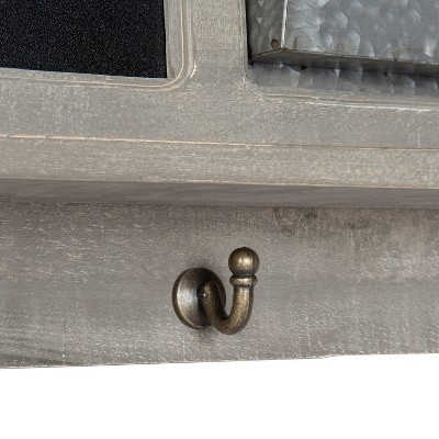 Gray Wood and Metal Wall Organizer with Chalkboard