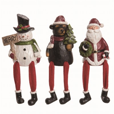 Transpac Resin Jolly Christmas Shelf Sitter Set of 3 Christmas Home Decorations