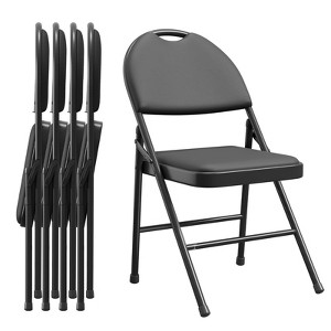 Whizmax Folding Chairs 4 Pack, Metal Foldable Chair with Cushion and Non-Slip Feet Pads, PU Party Chairs for Indoors and Outdoors, Dining Room - 1 of 4