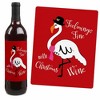 Big Dot of Happiness Flamingle Bells - Tropical Flamingo Christmas Decorations for Women and Men - Wine Bottle Label Stickers - Set of 4 - 4 of 4