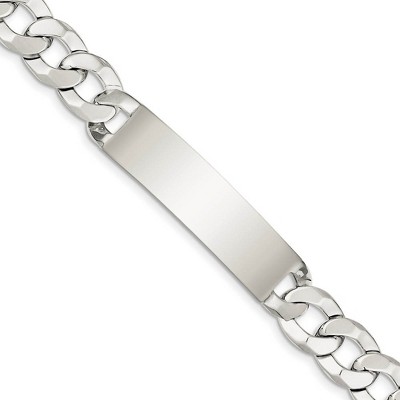 Black Bow Jewelry Mens 13mm Sterling Silver Polished Engravable Curb Link I.D. Bracelet
