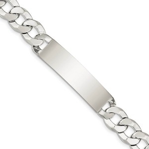 Black Bow Jewelry Mens 13mm Sterling Silver Polished Engravable Curb Link I.D. Bracelet - 1 of 4