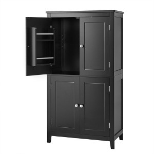 CAVINAS Elegant Bathroom Storage Cabinet with 4 Doors & Adjustable Shelves,Oversized Freestanding Cabinets,Bathroom Organizers and Storage,Black - 1 of 4
