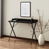 HomeRoots 39" Black Wood and Metal X-Shape Computer Desk - 2 of 4
