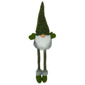 Northlight Dangling Legs Sitting Boy Gnome with Beard Christmas Figure - 21" - Green - 1 of 4