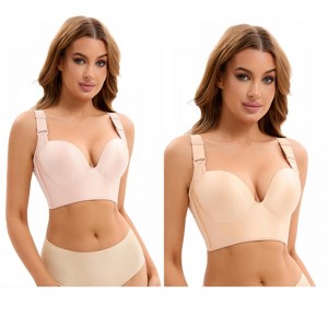 INSPIRE CHIC 2 Pcs Women's Wirefree Convertible Tummy Control 6 Hooks Push Up Bras - 1 of 4