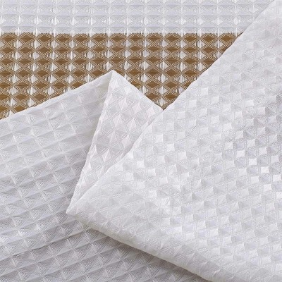 Taupe and White Waffle Weave Fabric Shower Curtain, 70" x 72"