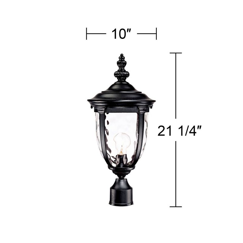 John Timberland Bellagio 21 1/4" High Country Outdoor Post Light Fixture Pole Porch House Weatherproof Texturized Black Finish Metal Clear Glass Shade, 4 of 7