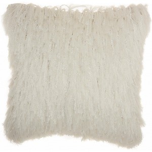 HomeRoots Soft White Shag Accent Pillow - 1 of 4