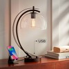 Possini Euro Design Modern Accent Table Lamp with USB Port Filament LED 22.5" High Bronze Metal Glass Dome Shade for Living Room Desk Bedroom - 2 of 4