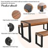 3-Piece Outdoor Patio Picnic Dining Set with 2 Benches, Acacia Wood Top & Steel Frame - 2 of 4