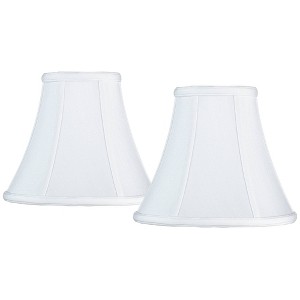 Imperial Shade Set of 2 Round Bell Lamp Shades White Small 4.5" Top x 9" Bottom x 8" Slant x 7.5" High Spider with Replacement Harp and Finial Fitting - 1 of 4