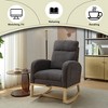 Fabric Upholstered Nursery Glider Rocking Chair with Solid Wood Legs, High Backrest and Side Pocket - 3 of 4