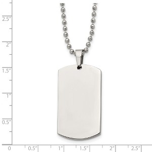 Chisel Stainless Steel Brushed and Polished Rounded Edge 4mm Dog Tag on a 24" Ball Chain Necklace - 1 of 4
