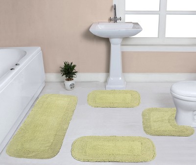 Radiant Collection Cotton Ruffle Pattern Tufted Set of 4 Bath Rug Set - Home Weavers