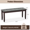Costway Upholstered Dining Bench w/Padded Seat for Kitchen Bedroom Entryway Grey - 3 of 4