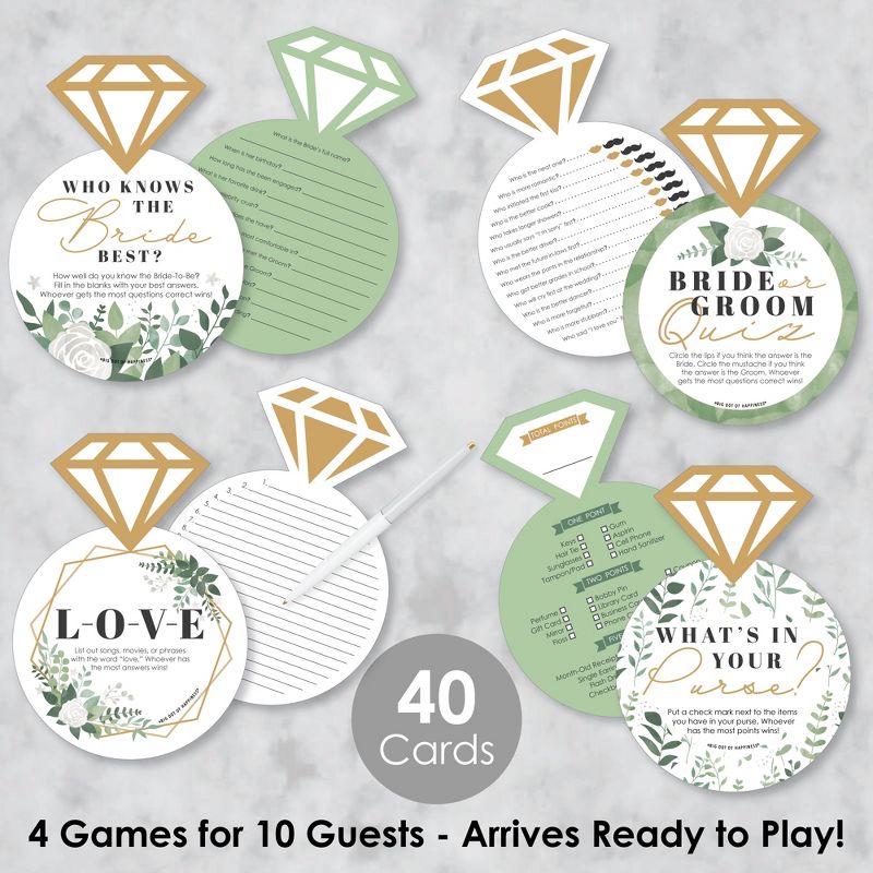 Big Dot of Happiness Boho Botanical Bride - 4 Games - Who Knows The Bride Best, Bride or Groom Quiz, What’s in Your Purse and Love - Gamerific Bundle, 2 of 9