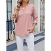 Clearlove Womens 3/4 Sleeve V Neck Casual Hollow Out Front Knit Embroidered Blouses Shirts Beach Cover Up Tshirts - 3 of 4
