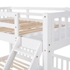 Full Over Twin & Twin Bunk Bed, Wood Triple Bunk Bed with Drawers and Guardrails, White - 4 of 4
