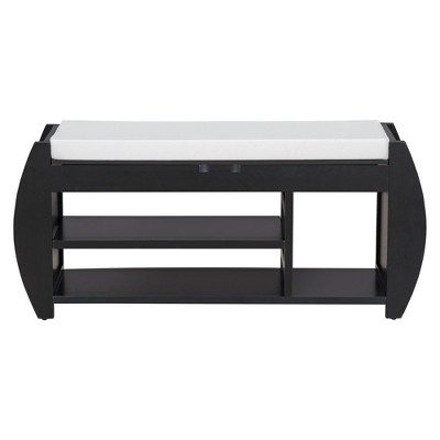 NicBex Modern 42" Storage Bench with Curved Side Panels and Open Shelves for Entryway and Living Room