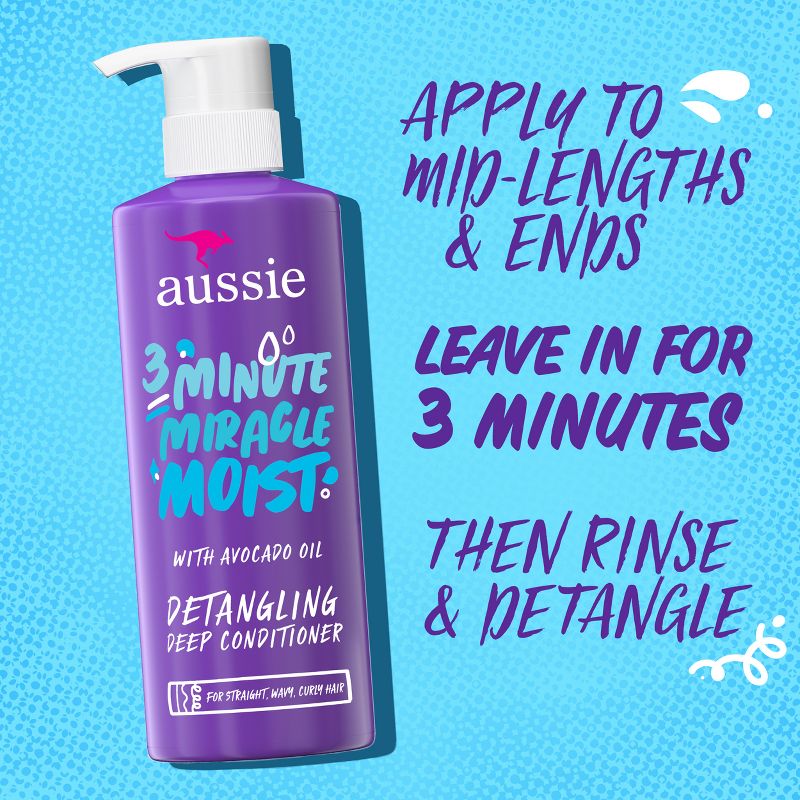 Aussie Miracle Moist with Avocado &#38; Jojoba Oil, Paraben Free 3 Minute Miracle Conditioner - 16.0 fl oz, 5 of 19