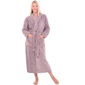 ADR Women's Long Robe, Fleece Plush Robe Woman, Cozy Regular & Plus Size Women's Bath Robe - 1 of 3