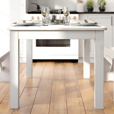 65" Antique Rustic White Reclaimed Wood Farmhouse Dining Table