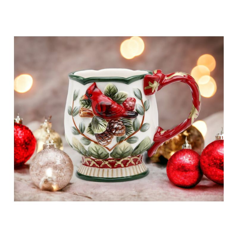 Kevins Gift Shoppe Ceramic Christmas Robin Bird Mugs (Set Of 4), 2 of 4