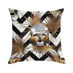 Gold Palm And Human Skulls Pillow Covers 18x18 Decorative Throw Pillows Soft Square Cushion Covers for Couch Sofa Bedroom - 1 of 1