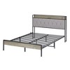 Full Size Bed Frame, Platform Bed Frame With 2-tier Storage Headboard, 2 Standard Plug Outlets & 2 USB Ports, Farmhouse Bed Frame For Bedroom - 4 of 4