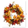 Nearly Natural 24-in Autumn Maple Leaf and Berries Artificial Fall Wreath with Twig Base - 2 of 4