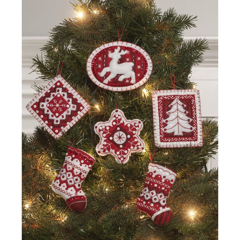 Bucilla Felt Ornaments Applique Kit Set Of 6-Nordic Christmas, 3 of 5
