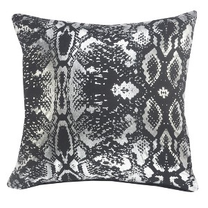 20" X 20" Black And Silver 100% Cotton Animal Print Zippered Pillow - 1 of 4