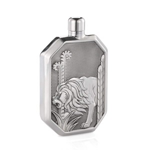 Royal Selangor Hand Finished Savannah Collection Pewter Lion Hip Flask LG Gift - 1 of 4