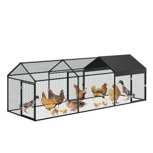 Metal Chicken Coop with Waterproof and Anti-UV Cover, 160" x40" x40" Walk in Poultry Cage for Rabbit Duck Goose Chicken - 1 of 4