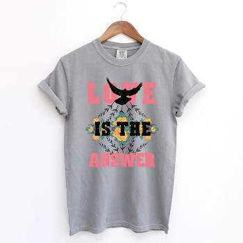 Simply Sage Market Women's Love Is The Answer Short Sleeve Garment Dyed Tee
