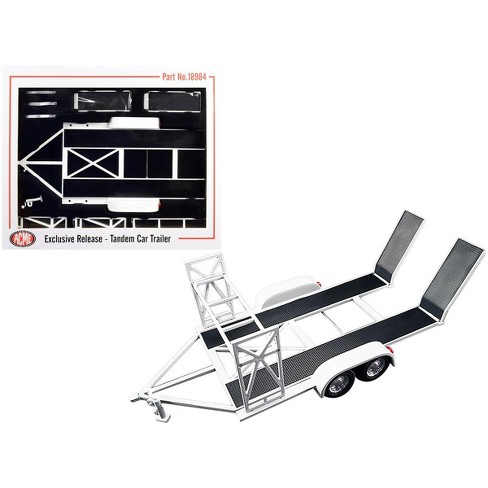 Tandem Car Trailer with Tire Rack White 